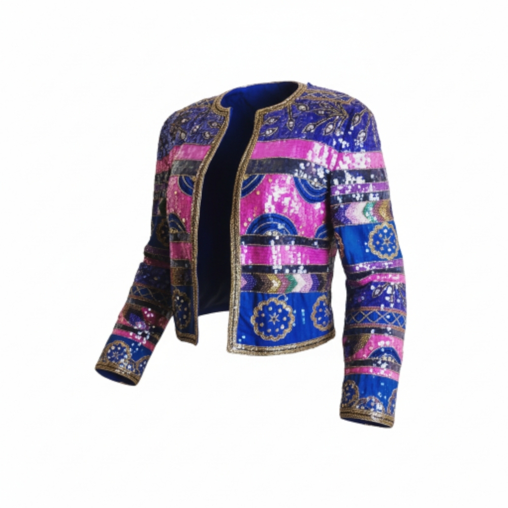 PAPËLL BOUTIQUE EVENING Women's Multicolor Embellished Blazer Size Small - Picture 4 of 10